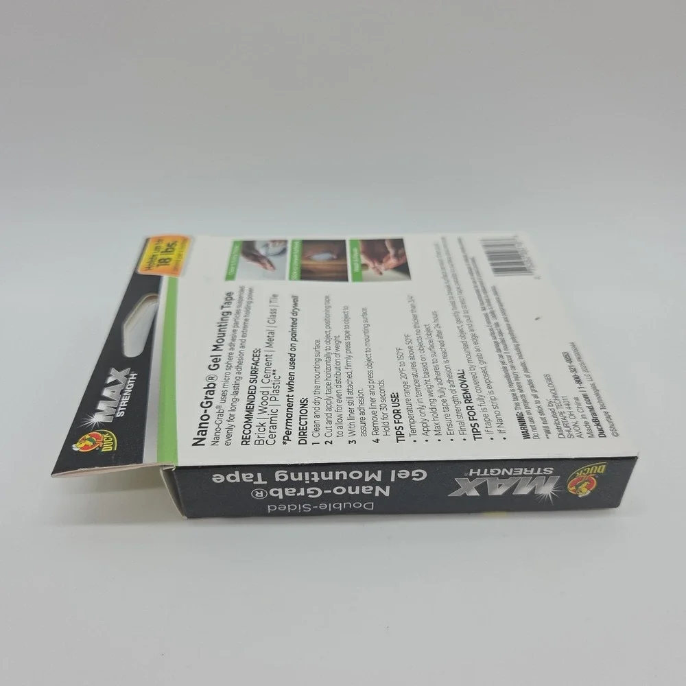 NEW Duck Max Strength Nano - Grab Gel Mounting Tape Double Sided Removable